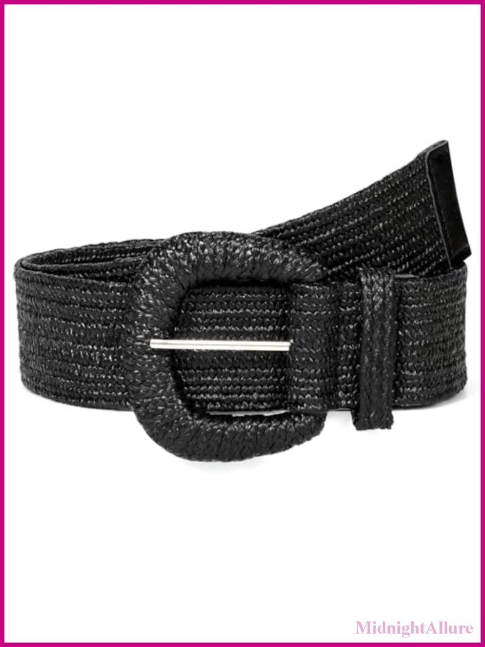 Straw Woven Elastic Belt Stretchy Boho Waist Belt for Dress Women
